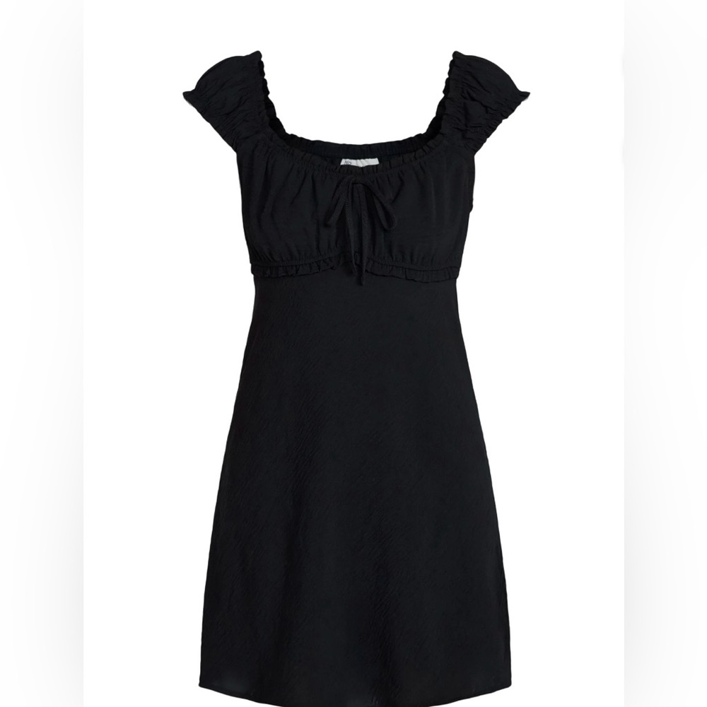 NWT No Boundaries Black Fit & Flare Mini Dress XL 16-18 Sweetheart Ruffle Sleeve